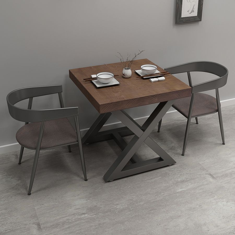 Industrial Square Dining Table Pine Solid Wood Table with Trestle Base Clearhalo ' dining_table' 'Dining Tables & Seating' 'Dining Tables' 'furn' 'furn_dining_table' 'Furniture' 'furniture_dining_table' 'Kitchen & Dining Furniture' 'kitchen&dining_furn' 'kitchen' 'kitchen_dining_table' 1200x1200_1403ff74-c9a6-4cd4-93ee-a9d800e416ad