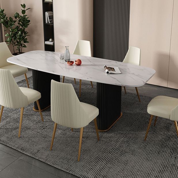 Metal Modern Rectangle Dining Table Sintered Stone Table for Kitchen and Dining Room Clearhalo ' dining_table' 'Dining Tables & Seating' 'Dining Tables' 'furn' 'furn_dining_table' 'Furniture' 'furniture_dining_table' 'Kitchen & Dining Furniture' 'kitchen&dining_furn' 'kitchen' 'kitchen_dining_table' 1200x1200_1406d07a-f398-4f33-a3c5-4ef31f643120