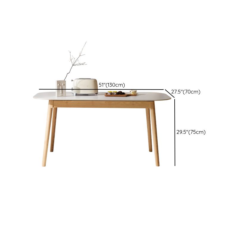 Table rectangulaire de style moderne en pierre frittée avec pieds en bois pour la maison