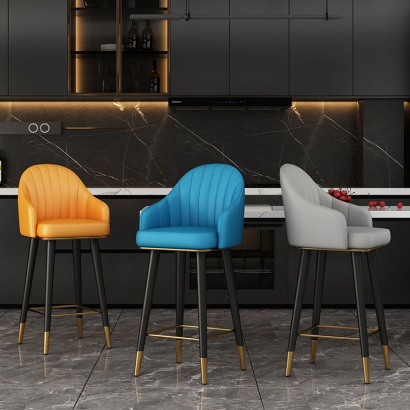 Glam Backrest Bar Stool Leather Counter Stool with Metal Legs Clearhalo 'Bar Furniture' 'Bar Stools' 'bar_stools' 'furn' 'furn_bar_stools' 'Furniture' 'Kitchen & Dining Furniture' 1200x1200_1407aeb5-8eea-469e-a820-68e1777462ab