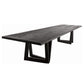 Modern Black Rectangle Dining Table Solid Wood Top Iron Base Table Clearhalo 'Dining Tables & Seating' 'Dining Tables' 'dining_table' 'furn' 'furn_dining_table' 'Furniture' 'Kitchen & Dining Furniture' 1200x1200_1408db37-69f3-4d0a-8cdf-aaca05493a85
