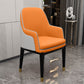 Glam Style Parsons Arm Chair Leather Dining Chair for Living Room