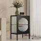 Glam -dressoir met glazen deur keukenserver met metalen frame