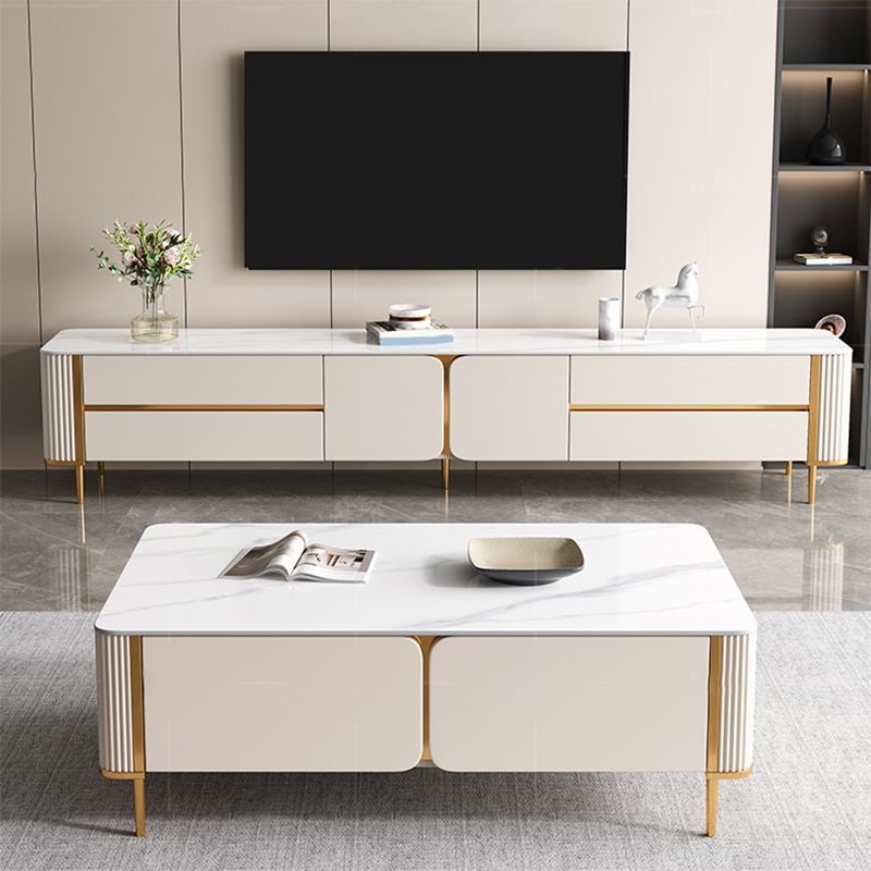 Modern TV Stand Console Stone TV Media Console with 4 Drawers Clearhalo 'furn' 'furn_tv_stands_entertainment_centers' 'Furniture' 'Living Room Furniture' 'TV Stands & Entertainment Centers' 'TV Stands & Media Storage Furniture' 'tv_stands_entertainment_centers' 1200x1200_140bf52d-0b7c-4c28-8d86-7f73d3cffdef