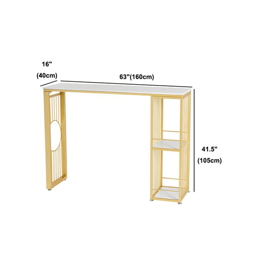 Stone Bar Dining Table Glam Rectangle Bar Table with Double Pedestal for Dessert Shop Clearhalo 'Bar Furniture' 'Bar Tables' 'bar_tables' 'furn' 'furn_bar_tables' 'Furniture' 'furniture_bar_tables' 'Kitchen & Dining Furniture' 1200x1200_140c5777-862e-43fc-9c68-82178c9878a7