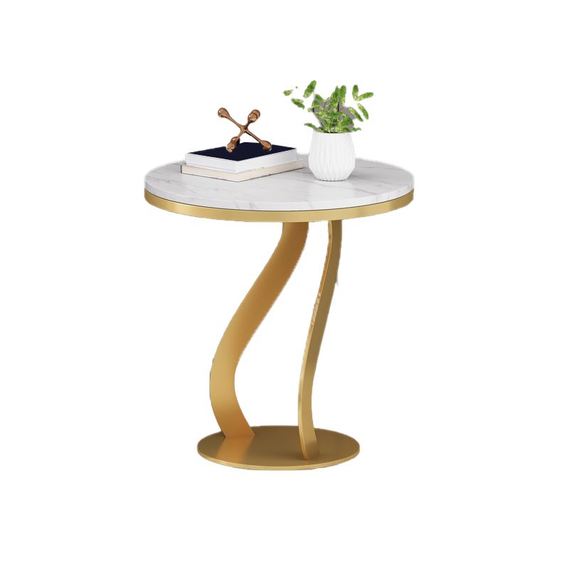 Modern Slate Round Side Table 19.6" Tall Iron Abstract End Table