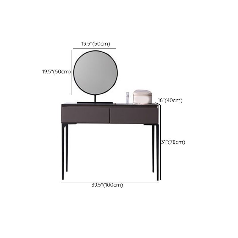 Moderne grijze ijdelheid gespiegelde houtmake -upkruidtafel ontlasting set