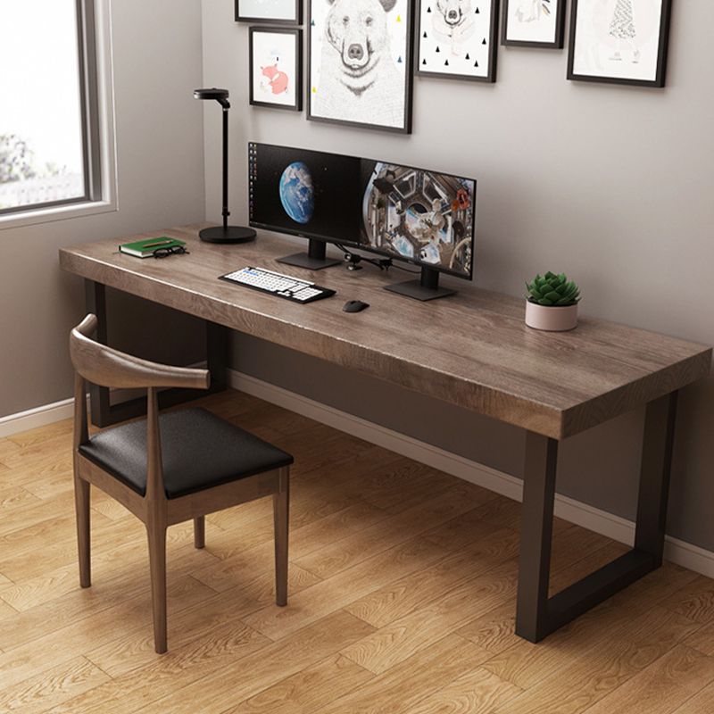 Modern Solid Wood Office Desk Rectangular Shape Task Desk with 2-Legs in Brown Clearhalo 'furn' 'furn_office_desk' 'Furniture' 'Office Desks' 'Office Furniture' 'office_desk' 1200x1200_1410cb6b-2af0-4522-a686-ae2bb3e3aa31