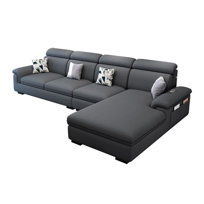Scandinavian 4-Seater Sectional with Pillow Top Arm and Storage Clearhalo 'furn' 'furn_sectionals' 'Furniture' 'furniture_sectionals' 'Living Room Furniture' 'Sectionals' 1200x1200_14117637-d922-4cf6-b308-ec7dc946d160