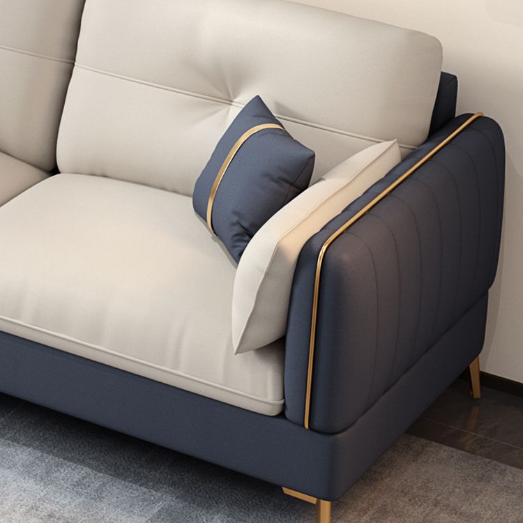 Beige Contemporary Faux Leather Sofa with Recessed Arm 30.7" Clearhalo 'furn' 'furn_sectionals' 'Furniture' 'furniture_sectionals' 'kitchen' 'kitchen_sectionals' 'Living Room Furniture' 'Sectionals' 1200x1200_14119e5c-feeb-4865-b748-272e4f0ceb21