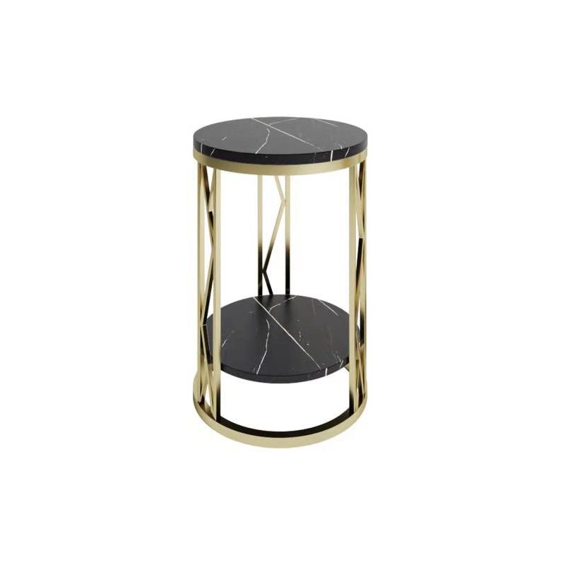 Round Slate Plate Table Plate Metal Frame Base Modern Style Side Table Clearhalo 'Coffee & Accent Tables' 'End & Side Tables' 'end_side_tables' 'furn' 'furn_end_side_tables' 'Furniture' 'Living Room Furniture' 1200x1200_1411c553-7a45-4ec3-97f1-c316360192b5