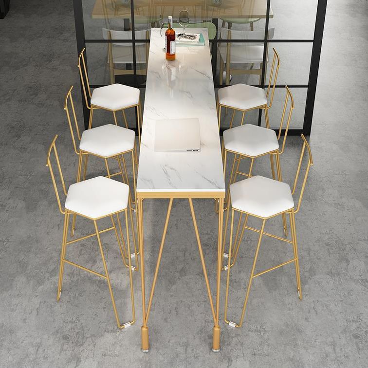 Glam Style Bar Table 42-inch Height Artificial Marble Bistro Table for Living Room Clearhalo 'Bar Furniture' 'Bar Tables' 'bar_tables' 'furn' 'furn_bar_tables' 'Furniture' 'furniture_bar_tables' 'Kitchen & Dining Furniture' 1200x1200_1411ee3a-caff-4636-a494-cf1e005dac26