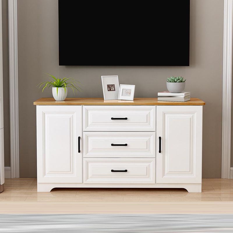Consola multimedia de TV contemporánea, soporte multimedia de TV de madera para sala de estar