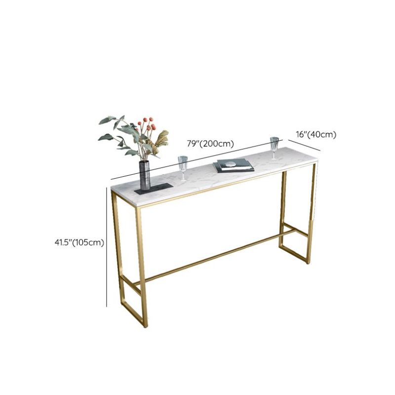 Glam Bar Height Table White Faux Marble Top Bistro Bar Table with Metal Base Clearhalo 'Bar Furniture' 'Bar Tables' 'bar_tables' 'furn' 'furn_bar_tables' 'Furniture' 'Kitchen & Dining Furniture' 1200x1200_141434f1-9926-490f-967c-ebb2d0f646fa
