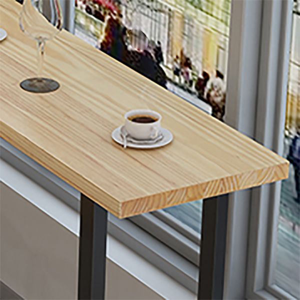 Tavolo da barra in legno massello rettangolare tavolo da barra industriale con doppio piedistallo in nero