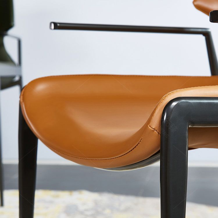 Faux Leather Dining Chairs Industrial Style Patio Dining Chair with Black Legs Clearhalo 'Dining Chairs' 'Dining Tables & Seating' 'dining_chair' 'furn' 'furn_dining_chair' 'Furniture' 'Kitchen & Dining Furniture' 1200x1200_14147269-92f0-468c-802c-5f97213948d1