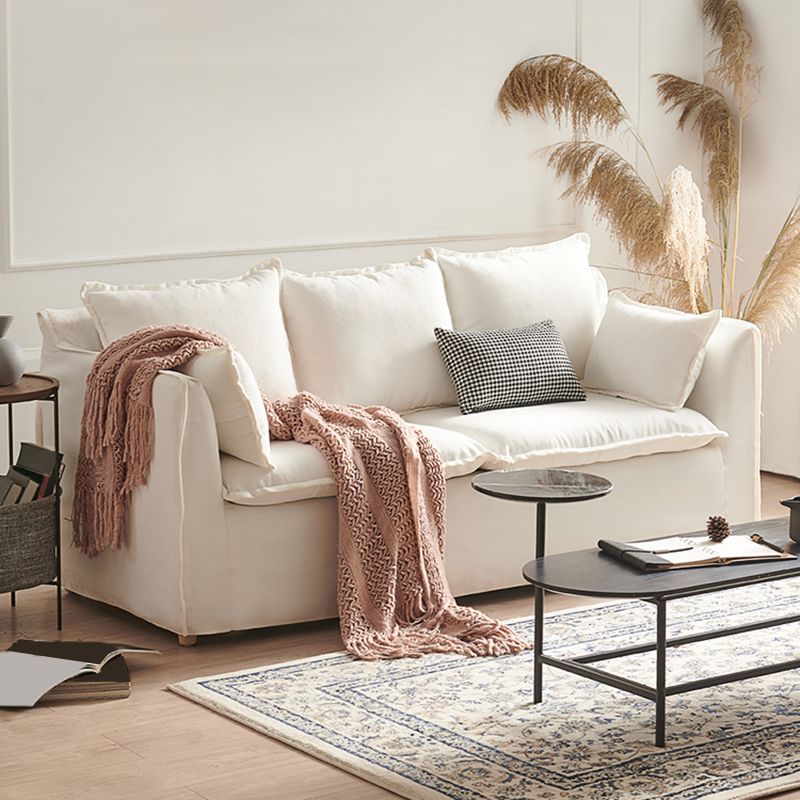 Blancheur blanc en lin standard contemporain carré pour le salon, appartement