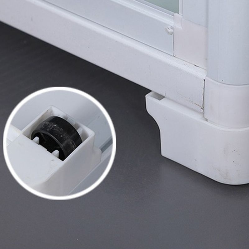 White Metal Sideboard with Glass Doors Modern Indoor Dining Server with Cabinets Clearhalo 'buffet_sideboard' 'Buffets & Sideboards' 'furn' 'furn_buffet_sideboard' 'Furniture' 'Kitchen & Dining Furniture' 1200x1200_141935b5-ddb2-4d66-94c4-9f2dab081a5e