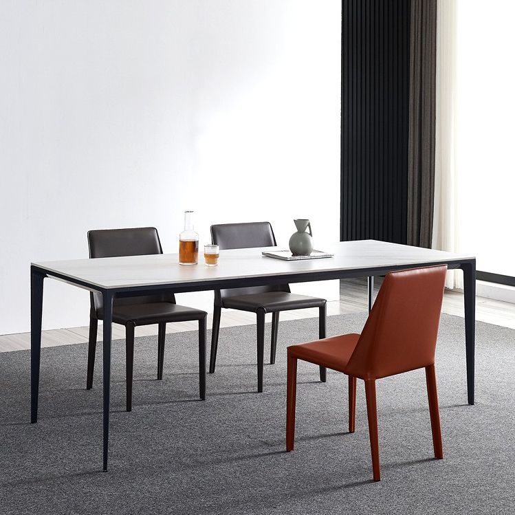 Minimalist Sintered Stone Standard Dining Table Rectangle Kitchen Dining Table with 4 Legs Base Clearhalo ' dining_table' 'Dining Tables & Seating' 'Dining Tables' 'furn' 'furn_dining_table' 'Furniture' 'furniture_dining_table' 'Kitchen & Dining Furniture' 'kitchen&dining_furn' 'kitchen' 'kitchen_dining_table' 1200x1200_141b0432-0571-4252-a508-f616d7e1a8c2