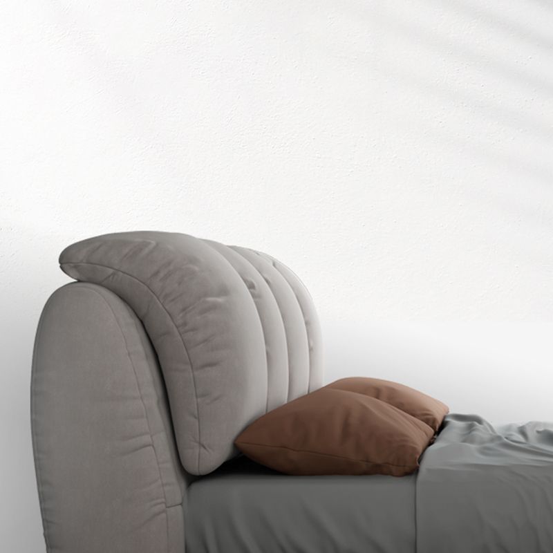 Letto a pannello in legno scandinavo con testiera rettangolare in pelle finta