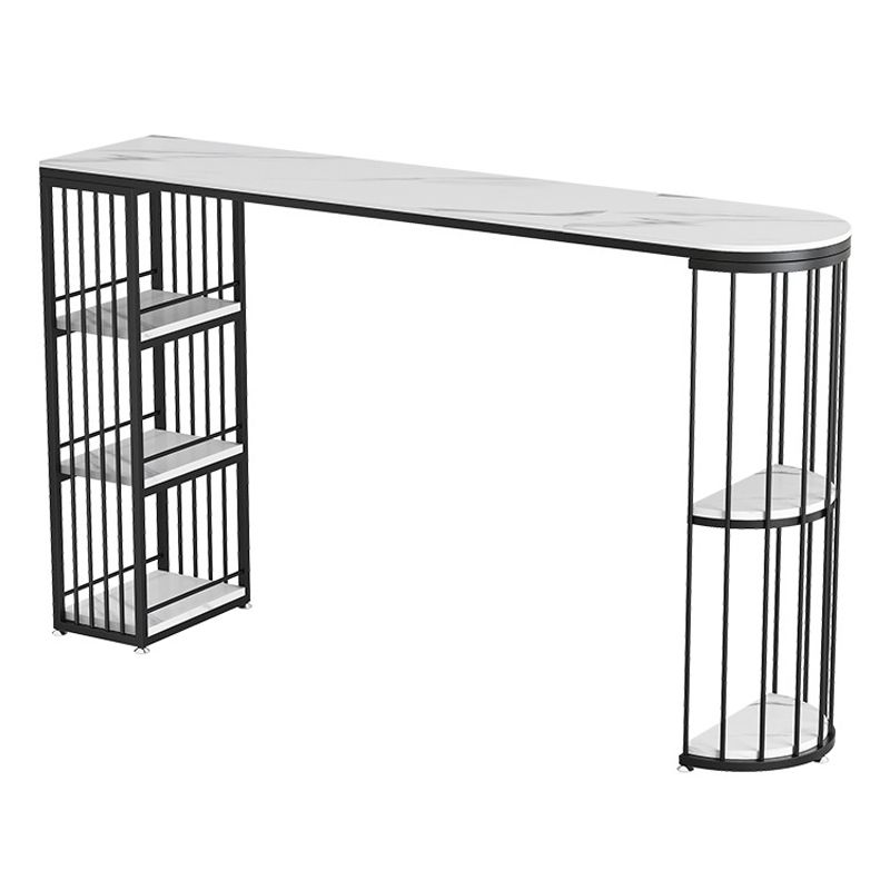 Nordic Style Bar Table Stone Top Metal Base Pub Table with Shelf for Living Room Clearhalo 'Bar Furniture' 'Bar Tables' 'bar_tables' 'furn' 'furn_bar_tables' 'Furniture' 'furniture_bar_tables' 'Kitchen & Dining Furniture' 1200x1200_141d9dd5-f3cd-4782-9642-55aa837550c2