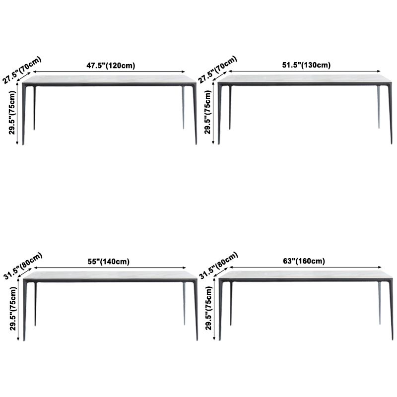 Sintered Stone Top Dining Table Rectangle Table in White with Metal Base and 4 Legs Clearhalo ' dining_table' 'Dining Tables & Seating' 'Dining Tables' 'furn' 'furn_dining_table' 'Furniture' 'furniture_dining_table' 'Kitchen & Dining Furniture' 'kitchen&dining_furn' 'kitchen' 'kitchen_dining_table' 1200x1200_141f1877-2381-483f-9965-5ccf696fe39e