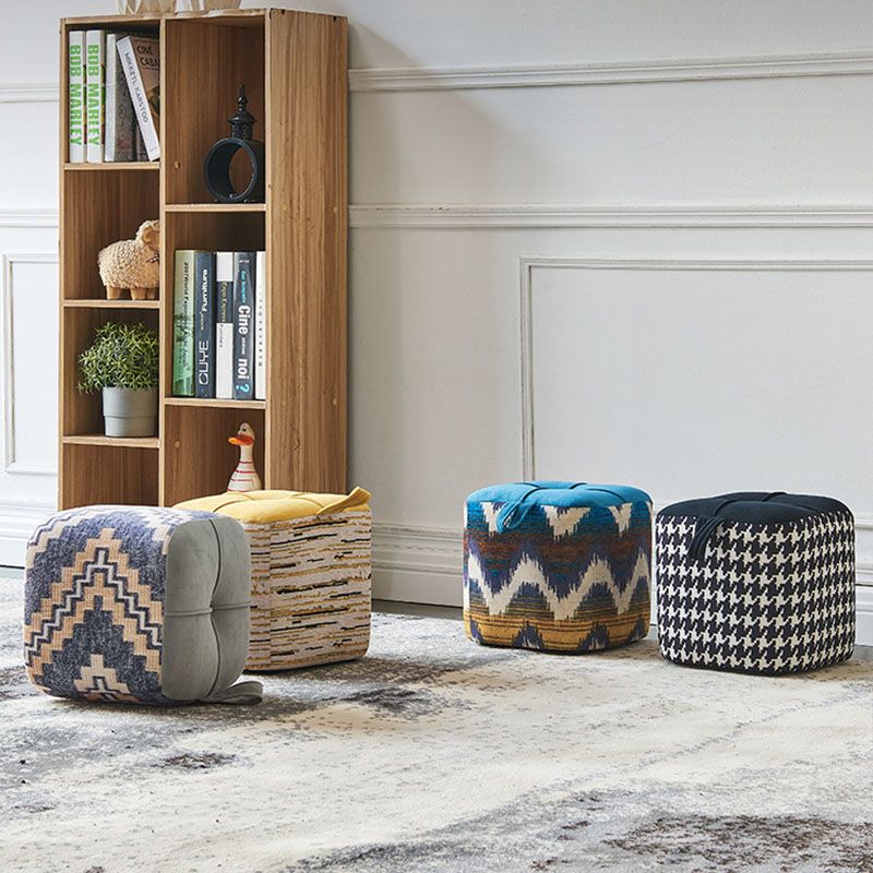 Color Block Fabric Standard Stool Modern Simple Upholstered Ottoman Clearhalo 'furn' 'furn_ottomans_poufs' 'Furniture' 'Living Room Furniture' 'Ottomans & Poufs' 'ottomans_poufs' 1200x1200_141fc425-47f6-4e53-b2c8-bacef1888802