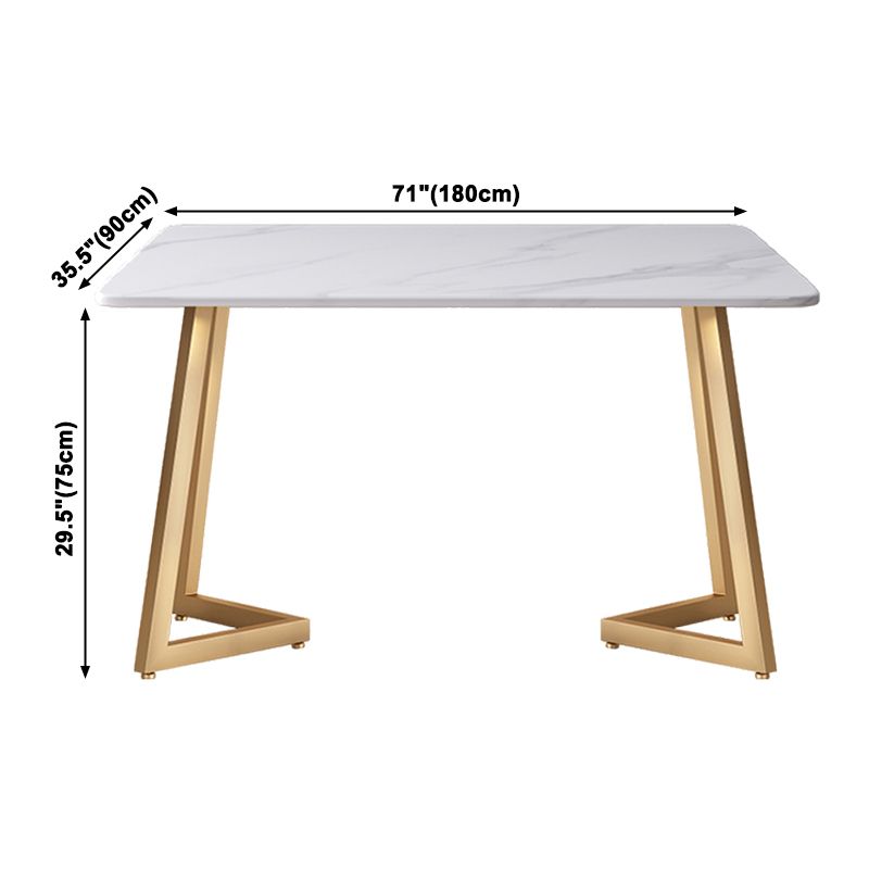 Modern White Kitchen Dining Table Sintered Stone Rectangle Shape Dining Table with Double Pedestal Clearhalo ' dining_table' 'Dining Tables & Seating' 'Dining Tables' 'Furniture' 'furniture_dining_table' 'Kitchen & Dining Furniture' 'kitchen&dining_furn' 'kitchen' 'kitchen_dining_table' 1200x1200_1420e829-458b-4498-8182-001b10d2ca5d
