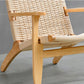 Nordic Arms Included Wood Square Arms Woven Back Lounge Accent Chair