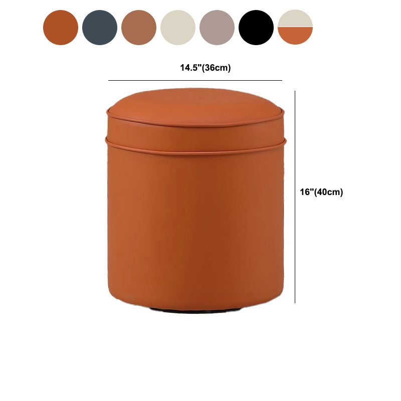 Orange Faux Leather Pouf Modern Pure Color Round Indoor Pouf Clearhalo 'furn' 'furn_ottomans_poufs' 'Furniture' 'Living Room Furniture' 'Ottomans & Poufs' 'ottomans_poufs' 1200x1200_14221d58-8220-4876-b4f3-210d3e172f9e