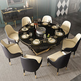 Modern Round Tempered Glass Desktop Collapsible Dining Table for Dining Room Clearhalo 'Dining Tables & Seating' 'Dining Tables' 'dining_table' 'furn' 'furn_dining_table' 'Furniture' 'Kitchen & Dining Furniture' 1200x1200_142236bc-1d61-40b5-948d-df7b7f1465e1