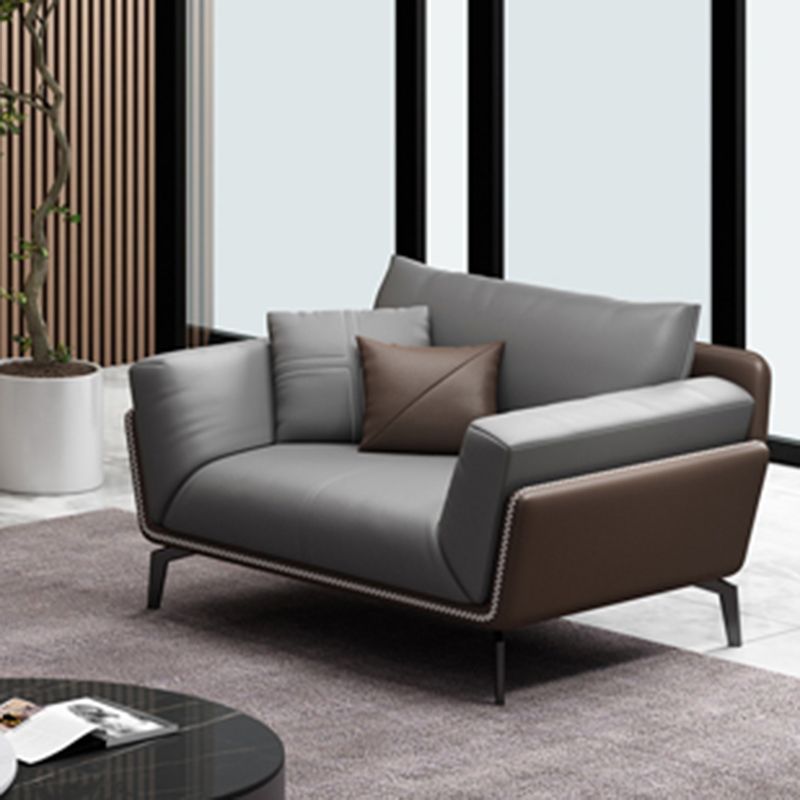 Contemporary Gray Upholstered Sofa Pillow Back Couch with Flared Arms for Living Room Clearhalo 'furn' 'furn_sofas' 'Furniture' 'furniture_sofas' 'Living Room Furniture' 'Sofa' 'sofas' 1200x1200_14244099-37df-47c3-875d-3647d863e603