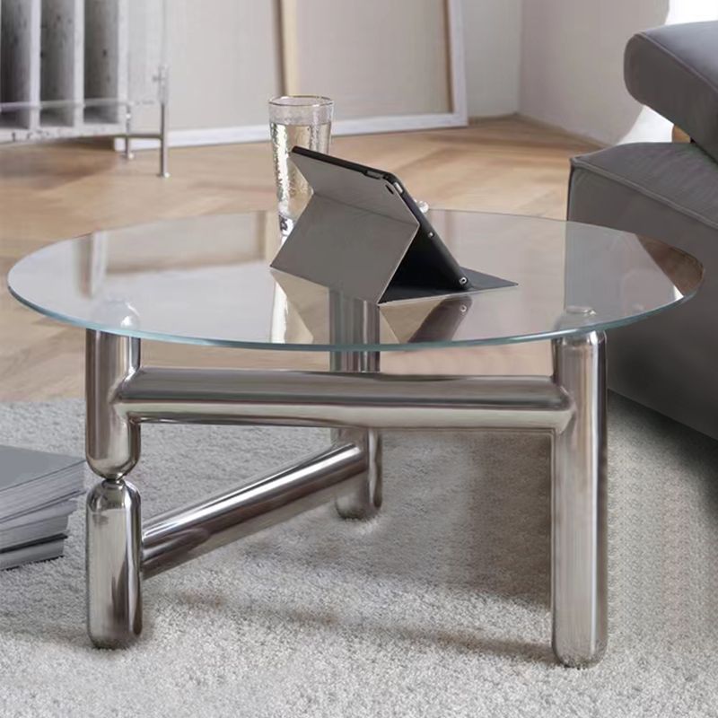 3脚ミニマリストコーヒーラウンドテーブル開いた棚カクテルテーブル