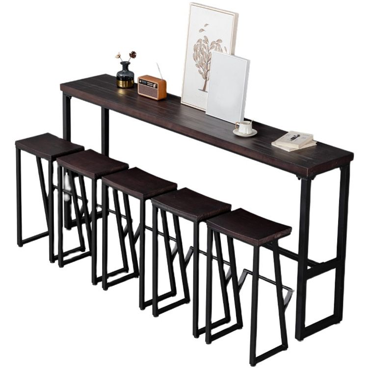 Brown Modern Style Bar Table Solid Wood and Iron Balcony Casual Bar Table Clearhalo 'Bar Furniture' 'Bar Tables' 'bar_tables' 'furn' 'furn_bar_tables' 'Furniture' 'furniture_bar_tables' 'Kitchen & Dining Furniture' 1200x1200_14277fa7-1059-4bc6-b1c7-3cda32dc430a
