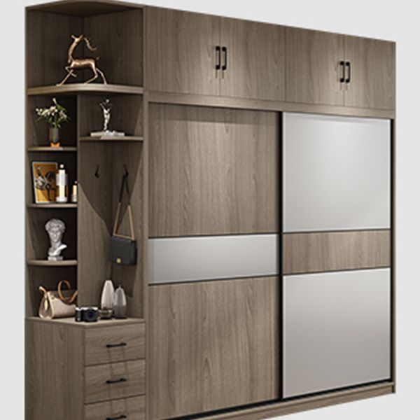 Freestanding Solid Wood Wardrobe Armoire Contemporary Wardrobe with Drawer