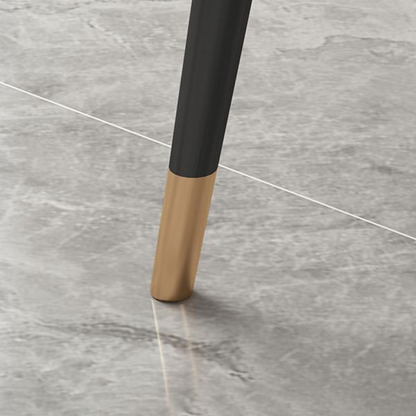 Table à manger rectangulaire de luxe blanc table supérieure en pierre fritrée avec 4 jambes de fer