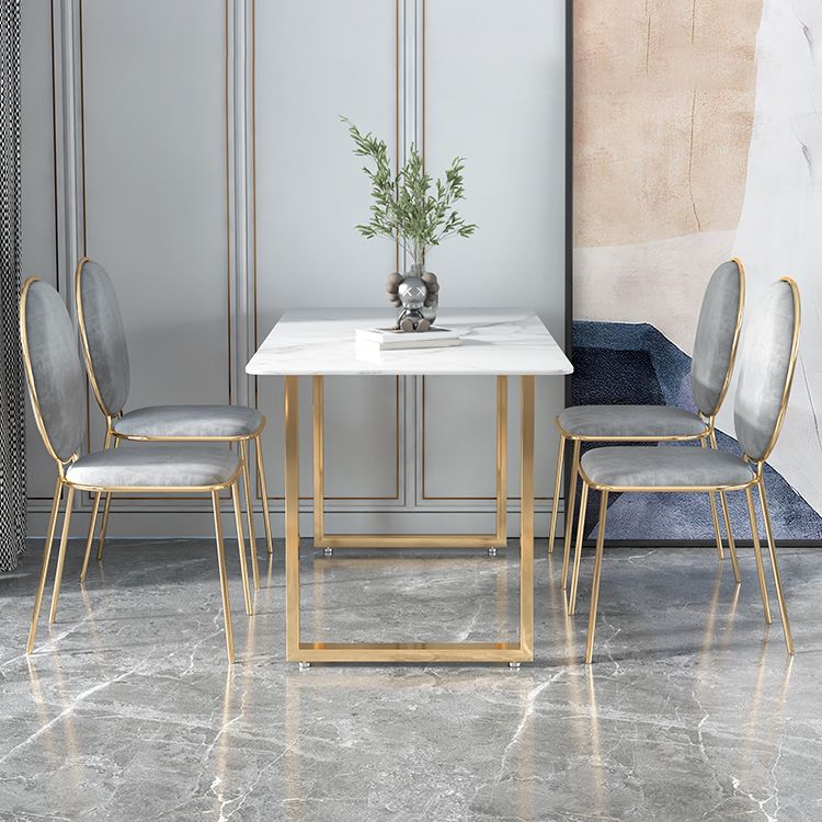Glam Iron Dining Table Set 1/2/5 Pieces Rectangle White Sintered Stone Top Dinette Set Clearhalo 'Dining Room Sets' 'Dining Tables & Seating' 'dining_room_set' 'furn' 'furn_dining_room_set' 'Furniture' 'furniture_dining_room_set' 'Kitchen & Dining Furniture' 1200x1200_14293181-8411-45d4-a31d-f0a797f03a4e