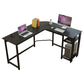 H-Shape Wooden Writing Desk Keyboard Tray Bedroom L-Shape Office Desk with Metal Legs