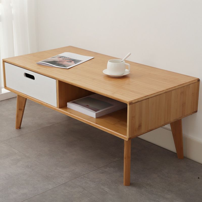 16.9" Tall Modern Wood 4-leg Base Rectangular Coffee Table with Drawers Clearhalo 'Coffee & Accent Tables' 'Coffee Tables' 'coffee_tables' 'furn' 'furn_coffee_tables' 'Furniture' 'furniture_coffee_tables' 'Living Room Furniture' 1200x1200_142d6644-1f19-4e94-a390-97197175b1ac