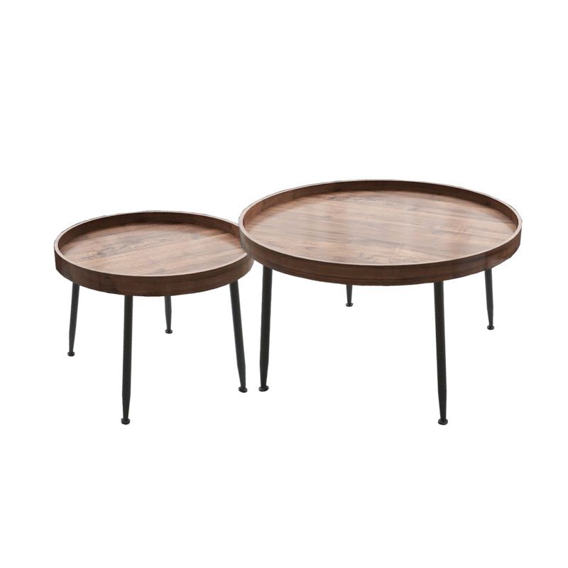 Runder Couchtisch mit Holzakzenten, 4 Beine, moderner Kaffee- und Cocktailtisch