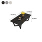 Glam Style Rectangular Slate Table with Trestle Shaped Base Design Coffee Table