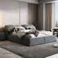 Contemporary Rectangular Upholstered Headboard Solid Color Standard Bed