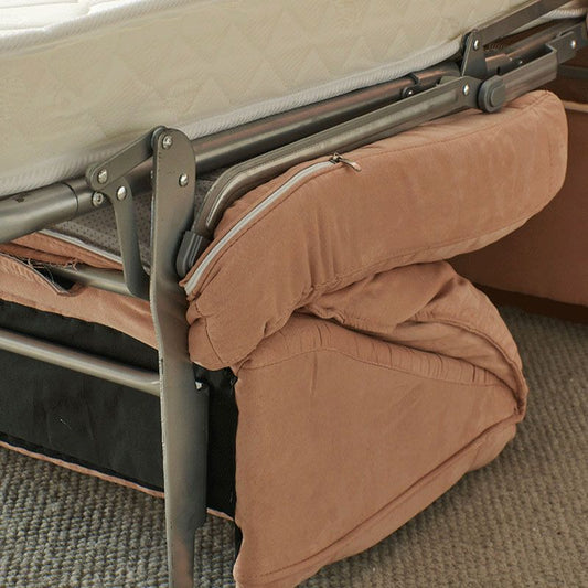 Modernes Kunstledersofa -Bett rosa Kissen Top Arm Sofa für Wohnzimmer