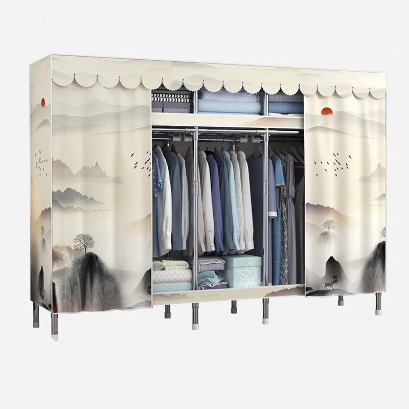 Moderne Style Garderobe Metal 2 Regale Kleiderschrankschrank für Schlafzimmer
