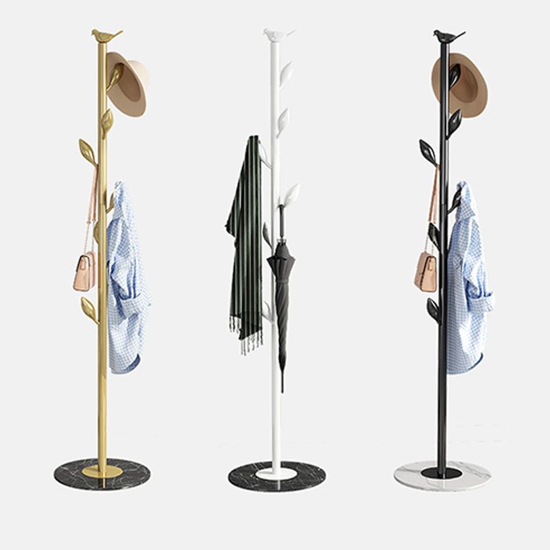 Contemporary Metal Hall Stand Hooks and Leaves Shape Hall Tree Coat Hanger