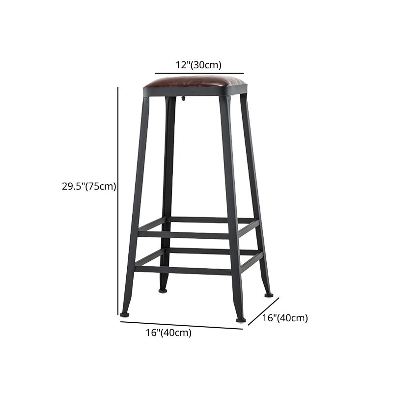 Industrial Style Square Leather Seat with Metal Legs Counter Stool for Kitchen Bar Clearhalo 'Bar Furniture' 'Bar Stools' 'bar_stools' 'furn' 'furn_bar_stools' 'furniture_bar_stools' 'Kitchen & Dining Furniture' 'kitchen&dining_furn' 'kitchen' 'kitchen_furn' Furniture' 1200x1200_143346ab-29b2-4e7d-9188-0fdf373a9c0b