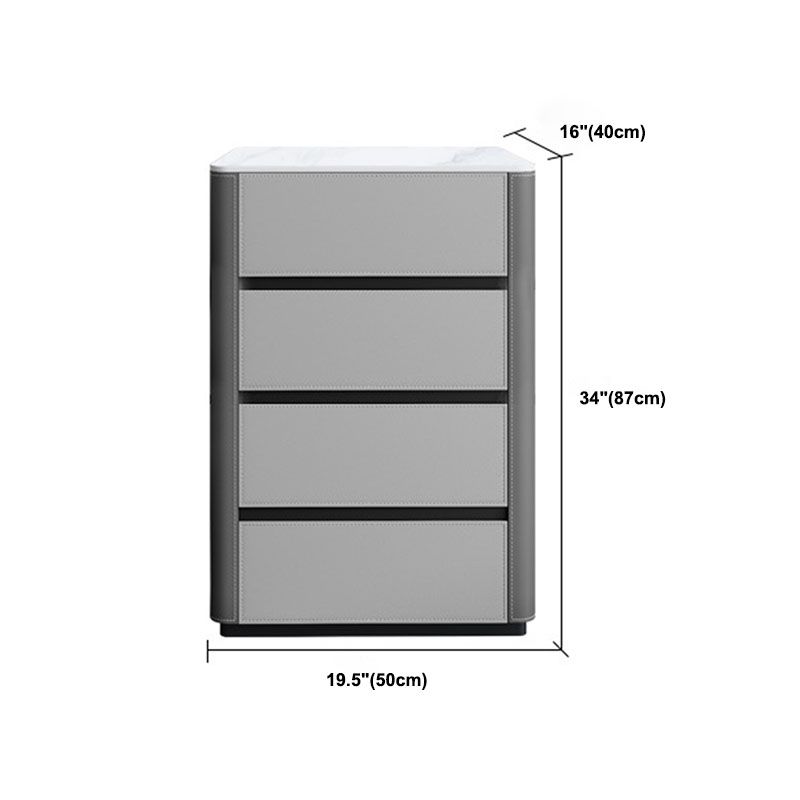 Eigentijdse stenen borst slaapkamer verticale opbergkast in grijs met laden