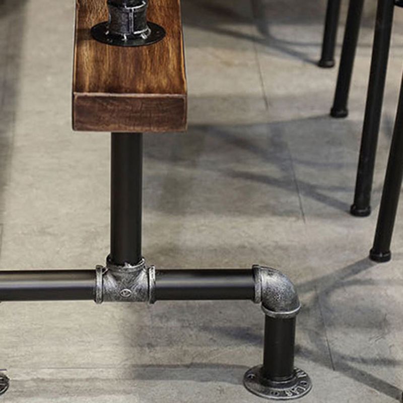 Wood Top Bar-height Table Black and Metal Legs Bar Table for Living Room Clearhalo 'Bar Furniture' 'Bar Tables' 'bar_tables' 'furn' 'furn_bar_tables' 'Furniture' 'Kitchen & Dining Furniture' 1200x1200_1435f5a5-b201-4777-b812-31c06626a309