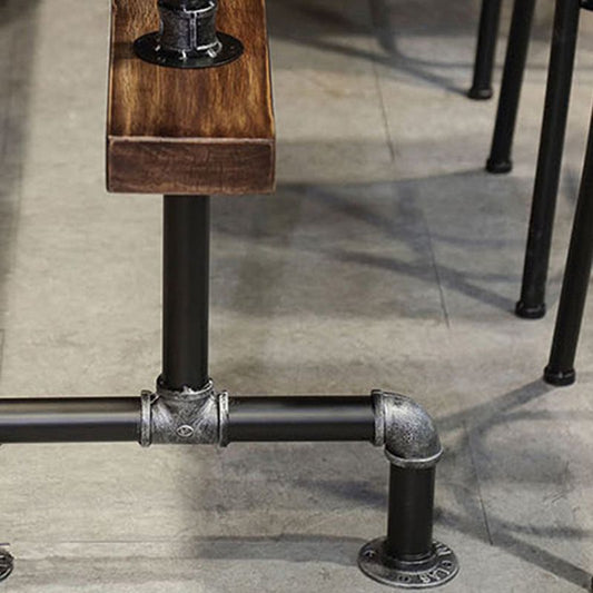 Wood Top Bar-height Table Black and Metal Legs Bar Table for Living Room Clearhalo 'Bar Furniture' 'Bar Tables' 'bar_tables' 'furn' 'furn_bar_tables' 'Furniture' 'Kitchen & Dining Furniture' 1200x1200_1435f5a5-b201-4777-b812-31c06626a309