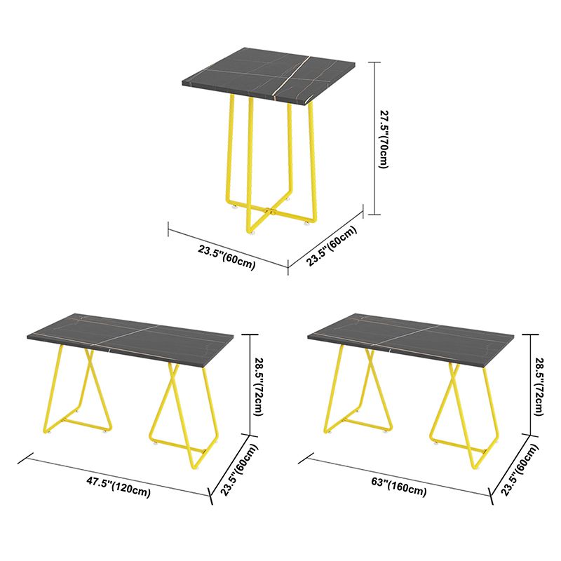 Industrial Sintered Stone Dinner Room Table Black Top Table with Yellow Frame for Dinning Room Clearhalo ' dining_table' 'Dining Tables & Seating' 'Dining Tables' 'furn' 'furn_dining_table' 'Furniture' 'furniture_dining_table' 'Kitchen & Dining Furniture' 'kitchen&dining_furn' 'kitchen' 'kitchen_dining_table' 1200x1200_1436a44c-0486-4a87-a0e4-1e0cf911832a